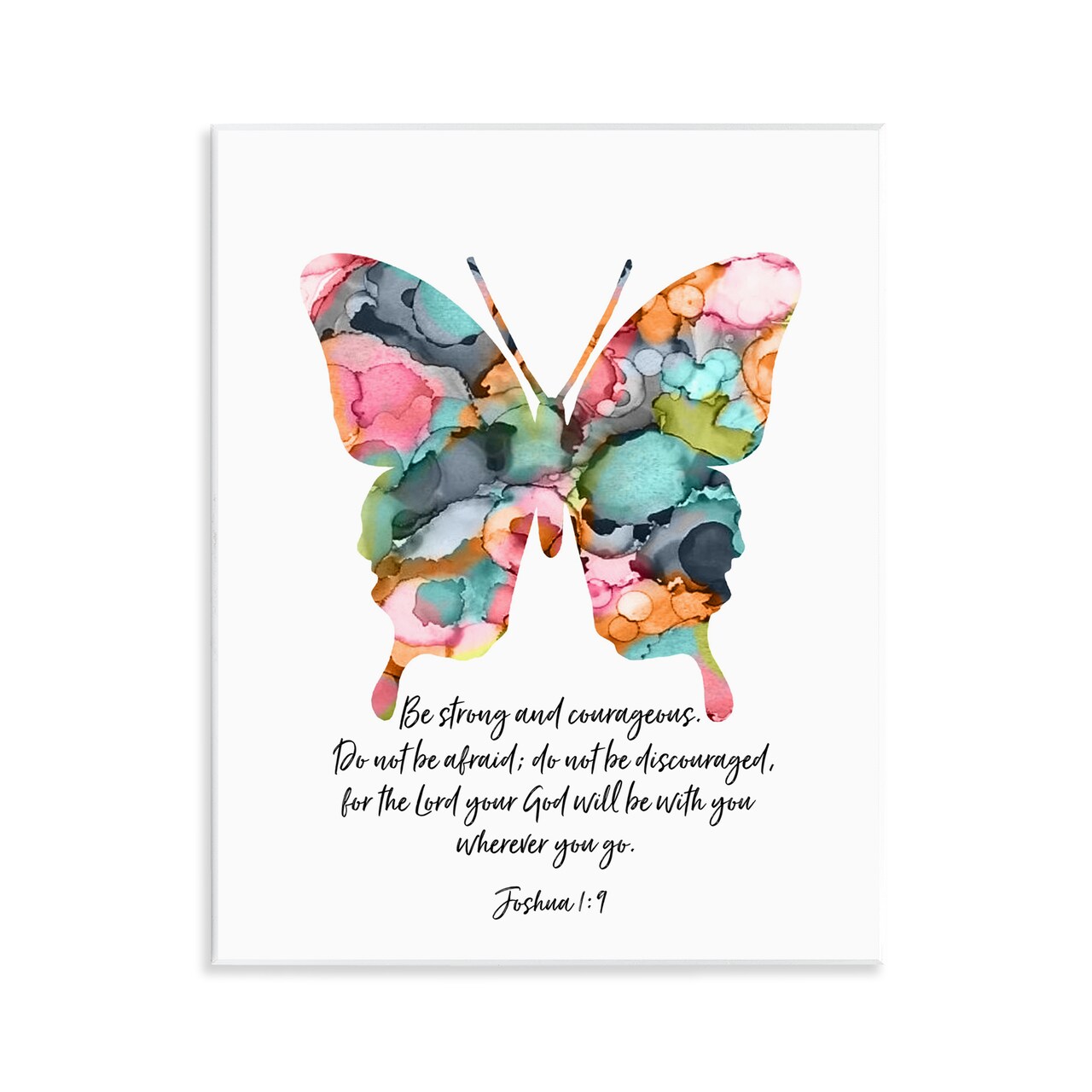 Stupell Industries Be Strong Joshua 1:9 Butterfly Wall Plaque By Lisa Nohren